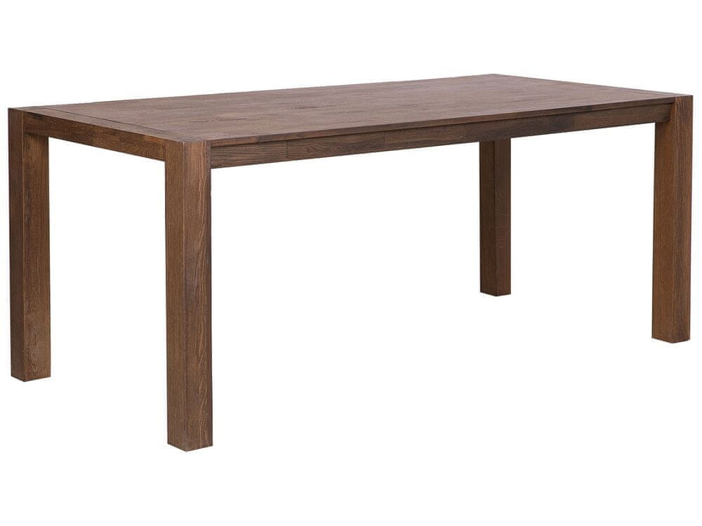 Beliani Jedálenský stôl z dubového dreva 180 x 85 cm tmavé drevo NATURA