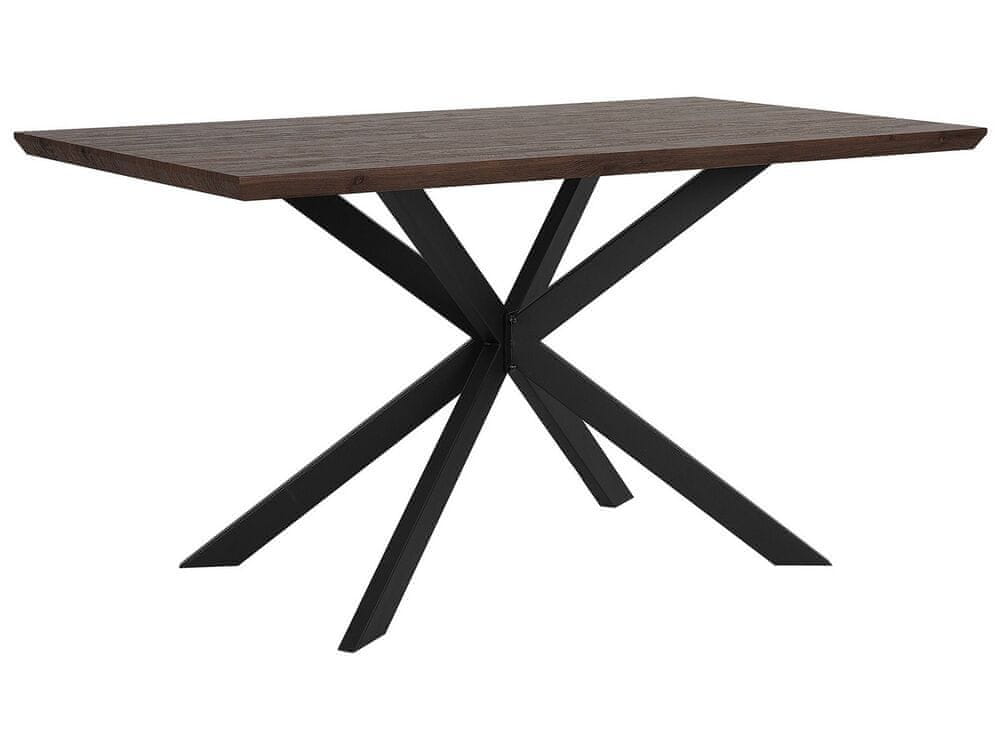 Beliani Jedálenský stôl 140 x 80 cm tmavé drevo/čierna SPECTRA