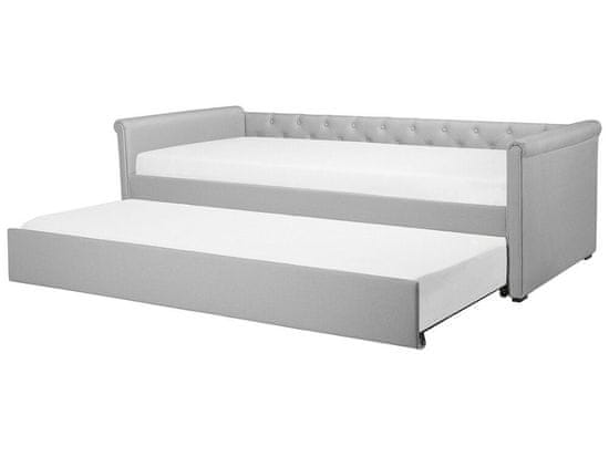 Beliani Rozkladacia čalúnená posteľ 80 x 200 cm svetlosivá LIBOURNE