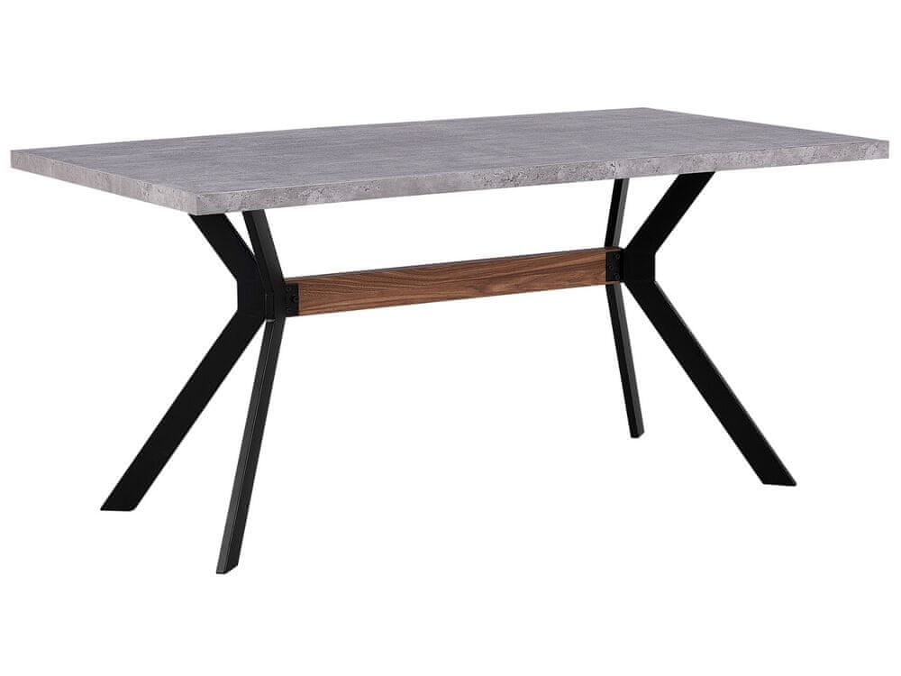 Beliani Jedálenský stôl s betónovým efektom 160 x 90 cm sivá/čierna BENSON