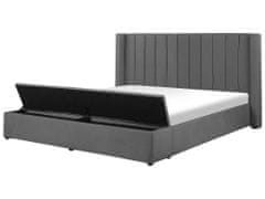 Beliani Zamatová posteľ s úložným priestorom 180 x 200 cm sivá NOYERS