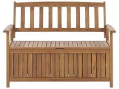 Beliani Záhradná lavička z akáciového dreva s úložným priestorom 120 cm SOVANA