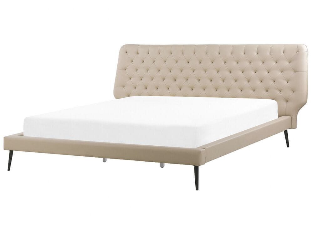 Beliani Eko-kožená posteľ 180 x 200 cm béžová ESSONNE