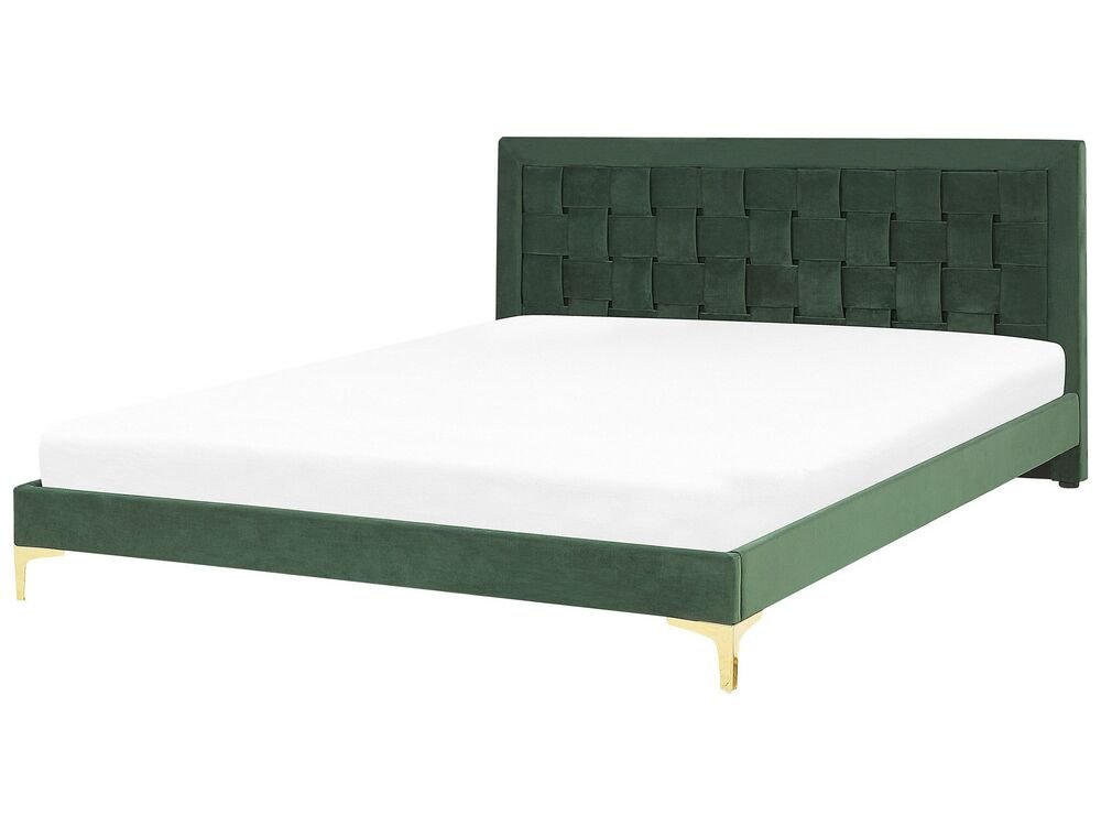 Beliani Zamatová posteľ 180 x 200 cm zelená LIMOUX