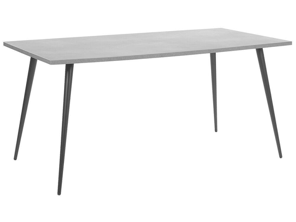 Beliani Jedálenský stôl 160 x 80 cm s betónovým efektom sivá/čierna SANTIAGO