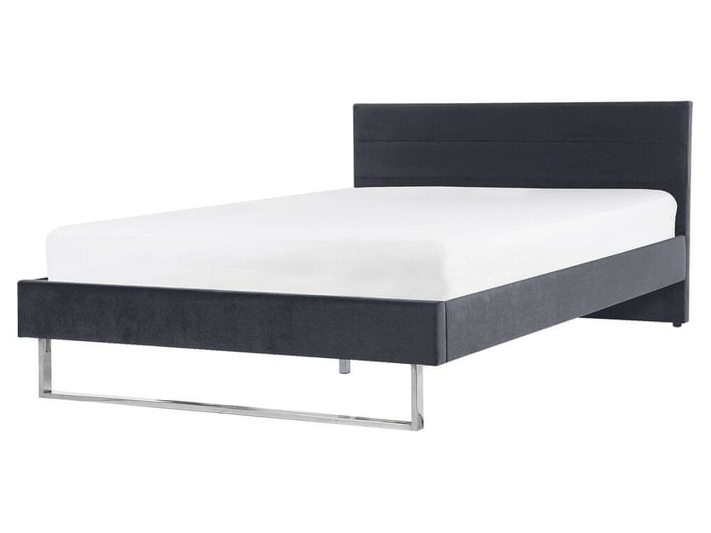 Beliani Zamatová posteľ 160 x 200 cm sivá BELLOU