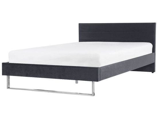 Beliani Zamatová posteľ 180 x 200 cm sivá BELLOU