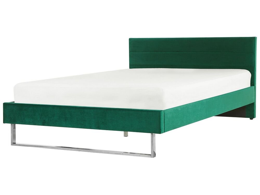 Beliani Zamatová posteľ 180 x 200 cm zelená BELLOU