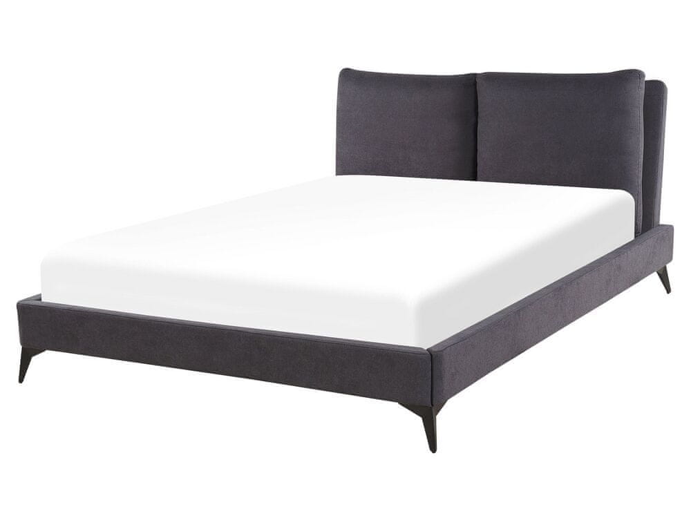 Beliani Zamatová posteľ 160 x 200 cm tmavosivá MELLE