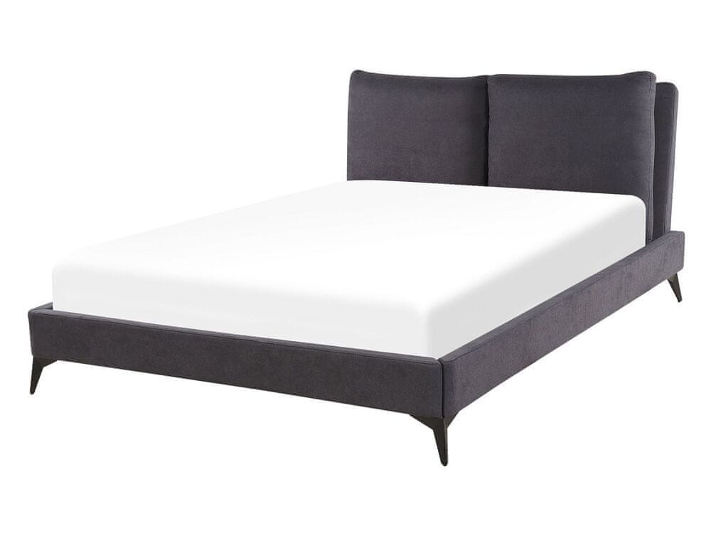 Beliani Zamatová posteľ 140 x 200 cm tmavosivá MELLE