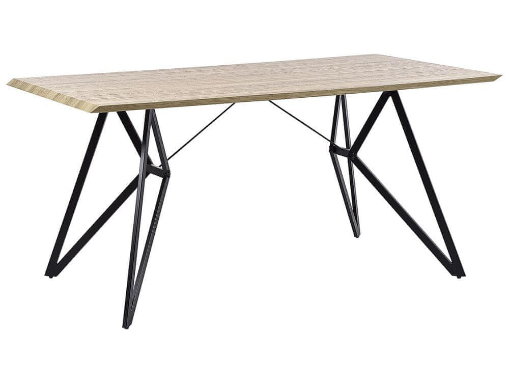 Beliani Jedálenský stôl 160 x 90 cm svetlé drevo/čierna BUSCOT