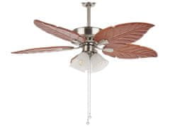 Beliani Stropný ventilátor so svetlom svetlé drevo/strieborný GILA