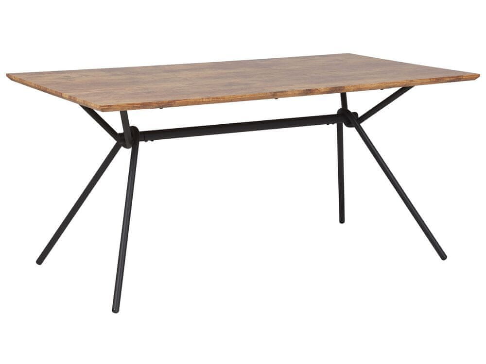 Beliani Jedálenský stôl 160 x 90 cm tmavé drevo/čierna AMSTERDAM