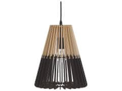 Beliani Závesná lampa svetlé drevo čierna CAVALLA