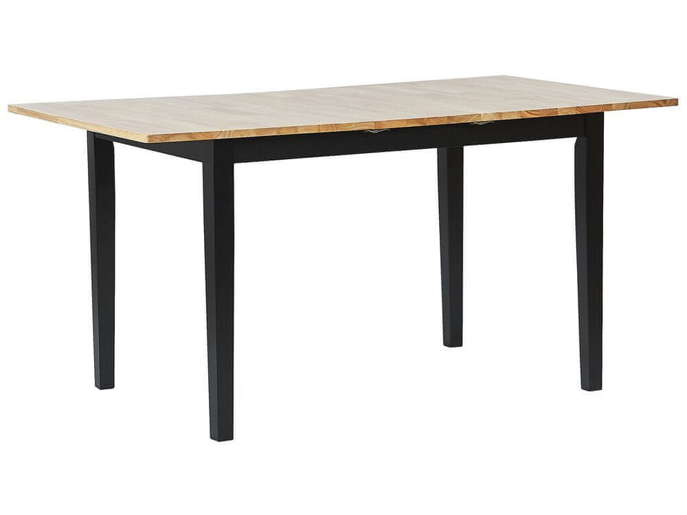Beliani Rozkladací drevený stôl 120/150 x 80 cm svetlé drevo/čierna HOUSTON