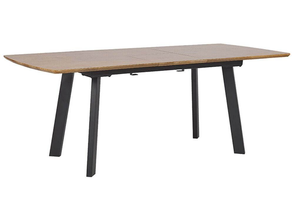 Beliani Rozkladací jedálenský stôl 160/200 x 90 cm tmavé drevo/čierna SALVADOR