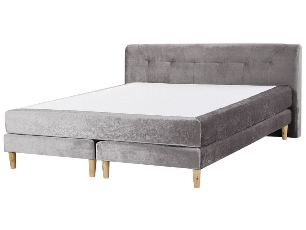 Beliani Zamatová posteľ 180 x 200 cm sivá MARQUISE