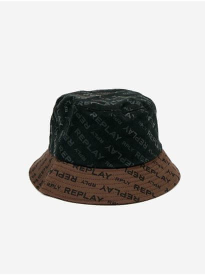 Replay Hnedo-čierny pánsky klobúk s motívom Replay