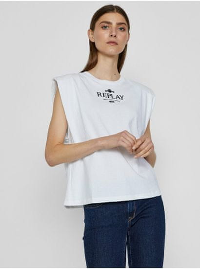 Replay Biele dámske tričko s potlačou Replay