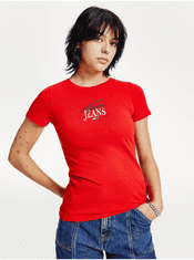 Tommy Jeans Červené dámske tričko s potlačou Tommy Jeans XS