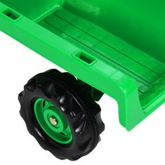 Vidaxl Detský traktor s pedálmi a prívesom, zeleno-čierny
