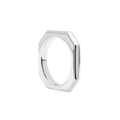PDPAOLA Elegantný rhodiovaný prsteň SIGNATURE LINK Silver AN02-378 (Obvod 54 mm)