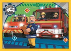Trefl Puzzle Požiarnik Sam: Šťastný, že môže pomôcť 4v1 (12,15,20,24 dielikov)