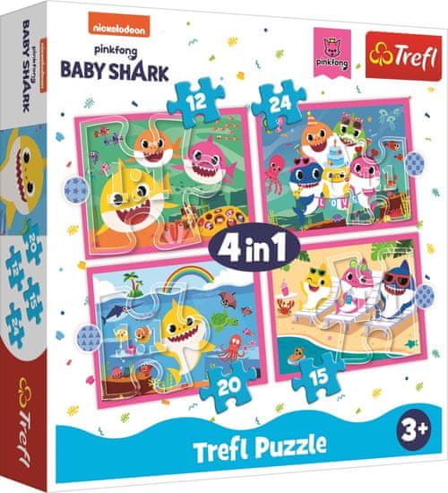Trefl Puzzle Baby Shark: Rodina 4v1 (12,15,20,24 dielikov)