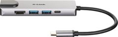D-LINK USB-C Hub 5v1, HDMI/Ethernet, PD