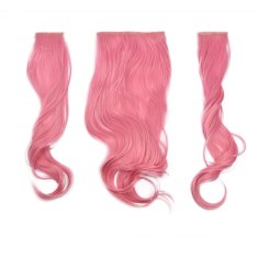 Vipbejba Syntetické clip-in vlasy na 3 pásoch, kučeravé, pastelovo ružové C1