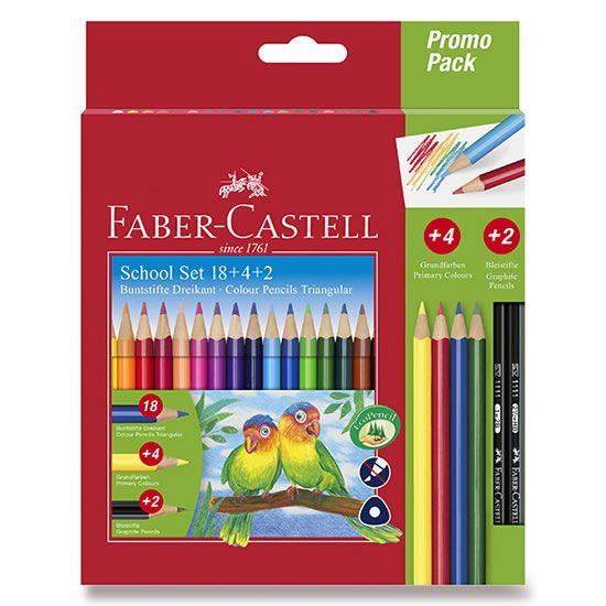 Faber - Castell Pastelky trojhranné 18 ks + 4 ks + 2 ks ceruzky