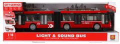 Teddies Trolejbus/Autobus plast 45 cm na zotrvačník na bat. so svetlom so zvukom v krabici 48 x 18 x 11 cm