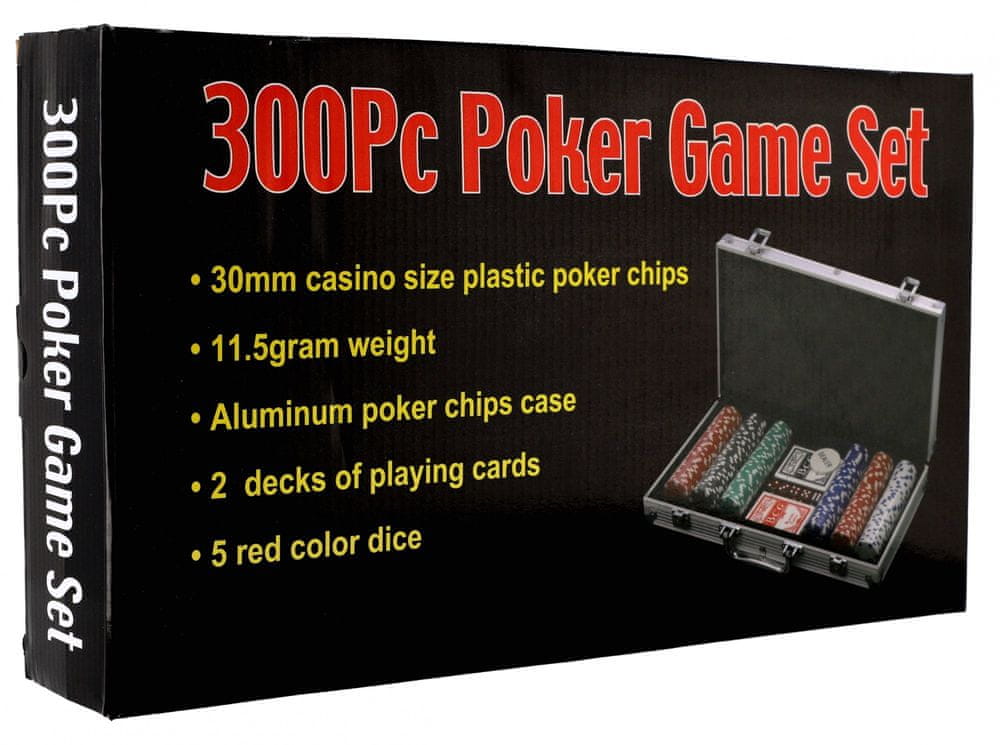 Teddies Poker sada 300ks + karty + kocky v hliníkovom kufríku v krabici 40x24x8cm