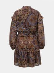 .OBJECT Fialovo-hnedé vzorované šaty s volánmi .OBJECT Marcin XS