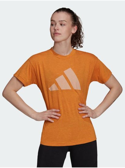 Adidas Tričká s krátkym rukávom pre ženy adidas Performance - oranžová