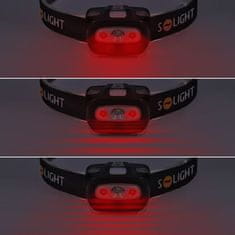 Solight čelová LED svietidlo, 3W + červené svetlo, 3x AAA; WH27