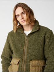 Wrangler Zelená pánska bunda z umelého kožúšku Wrangler XL