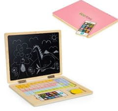 EcoToys Drevený notebook s magnetickým monitorom - ružový