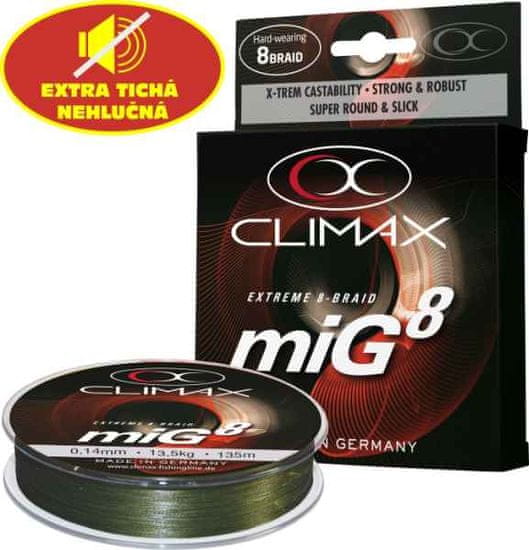 Climax Splietaná šnúra miG8 olivová - 135m 0,14mm / 13,5kg
