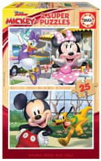 EDUCA Drevené puzzle Mickey a priatelia 2x25 dielikov
