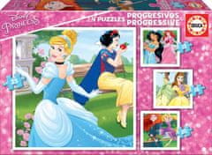 EDUCA Puzzle Disney princeznej 4v1 (12,16,20,25 dielikov)