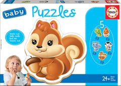 EDUCA Baby puzzle Zvieratká 5v1 (3-5 dielikov)