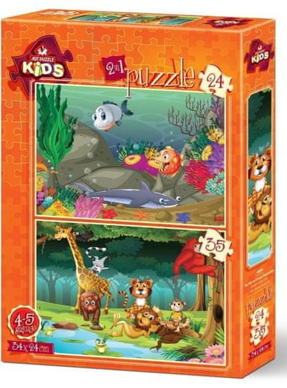 Art puzzle Puzzle Pod morom a divoké zvieratká 24+35 dielikov