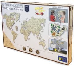 Wooden city Drevená mapa so zvieratkami veľkosť L (83x55cm)