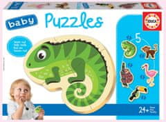 EDUCA Baby puzzle Tropické zvieratá 5v1 (3-5 dielikov)