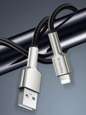 ColorWay Kábel USB Apple Lightning (head metal) 2.4A 1m - black