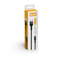 ColorWay Kábel USB Apple Lightning (nylon) 2.4A 1m - black