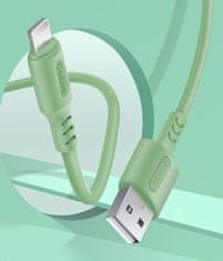ColorWay Kábel USB Apple Lightning (soft silicone) 2.4A 1m - green