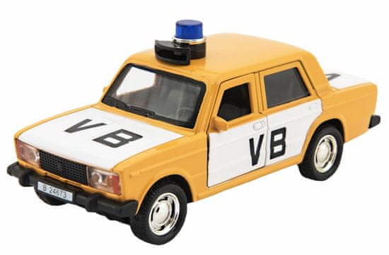 Teddies Policajné auto VB kov/plast 11,5 cm na spätné natiahnutie na batérie so zvukom