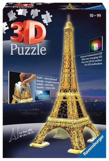 Ravensburger Svietiace 3D puzzle Nočná edícia Eiffelova veža 216 dielikov